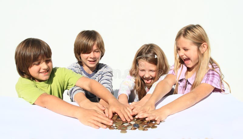 Niños con el dinero fotografía de archivo Niños con el dinero fotografía de archivo