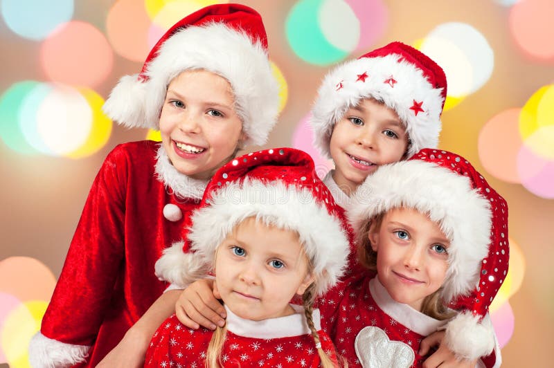 Niños divertidos de la Navidad foto de archivo Niños divertidos de la Navidad foto de archivo