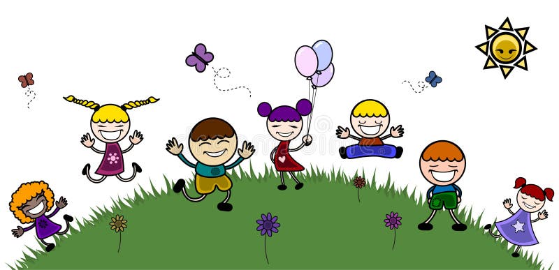 Niños felices en la naturaleza libre illustration