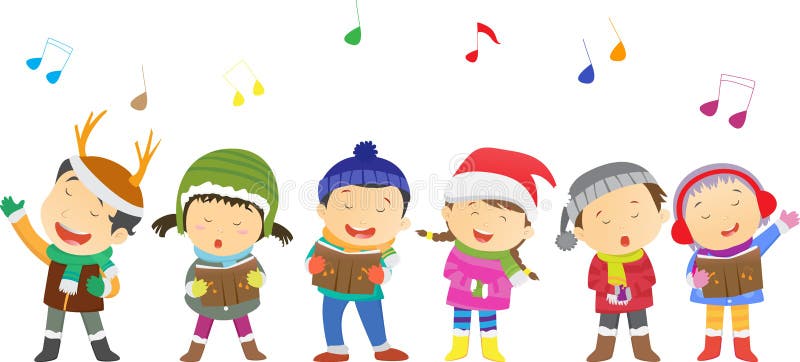 Vector illustration of happy kids singing Christmas Carols. Vector illustration of happy kids singing Christmas Carols