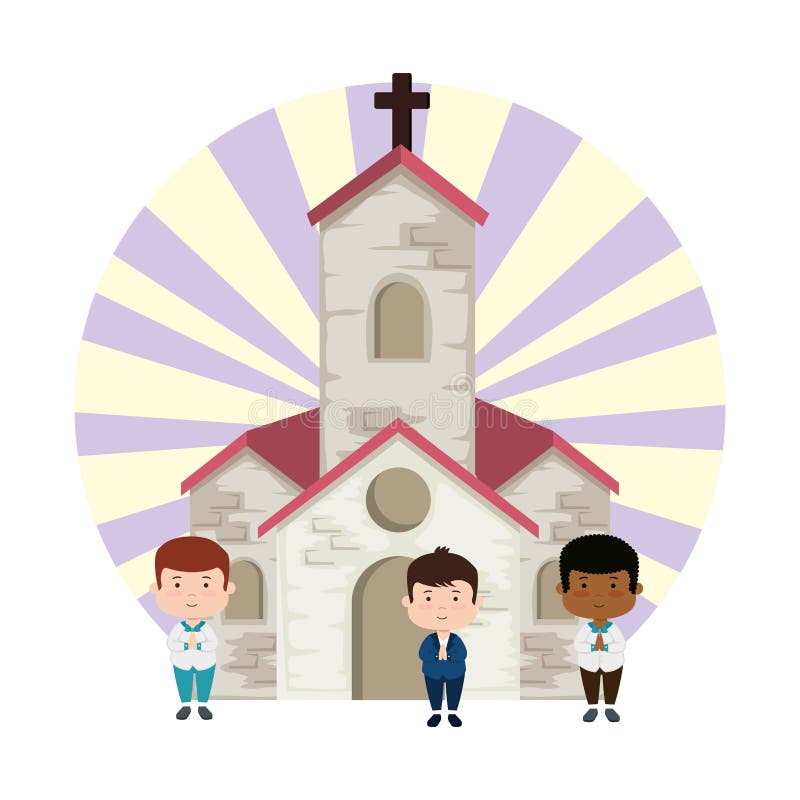 Niños pequeños en los primeros caracteres de la comunión de la iglesia libre illustration Niños pequeños en los primeros caracteres de la comunión de la iglesia libre illustration