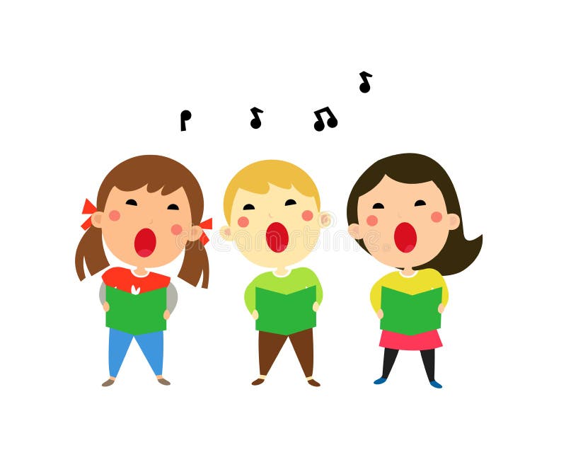 Illustration of children singing christmas carols. Illustration of children singing christmas carols