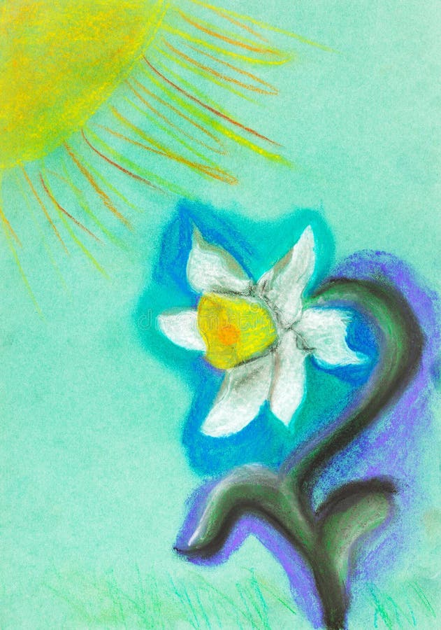 Niños que dibujan - narciso debajo del sol libre illustration Niños que dibujan - narciso debajo del sol libre illustration