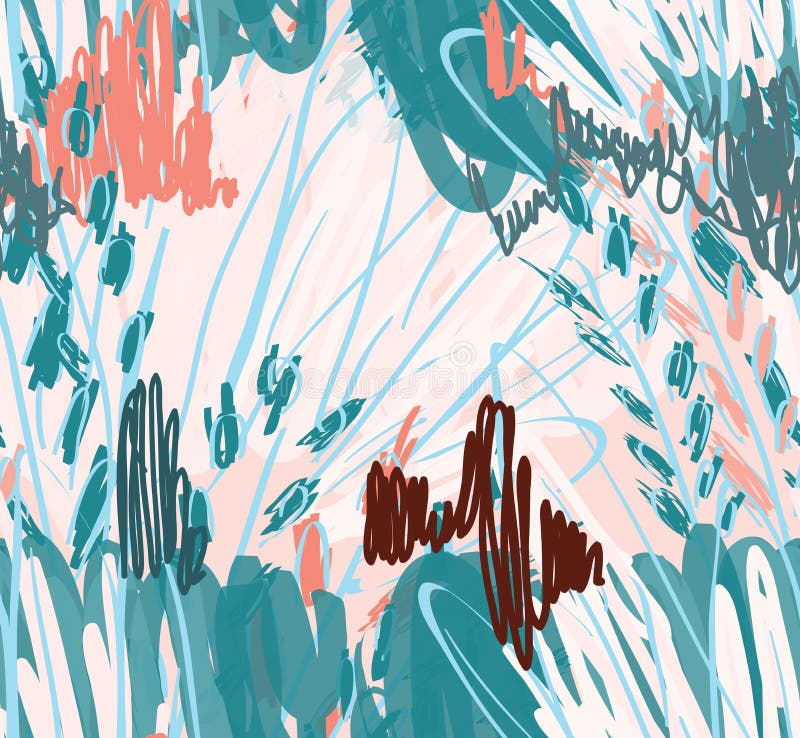 Niños que dibujan y que garabatean con el cepillo del marcador y los árboles abstractos libre illustration Niños que dibujan y que garabatean con el cepillo del marcador y los árboles abstractos libre illustration