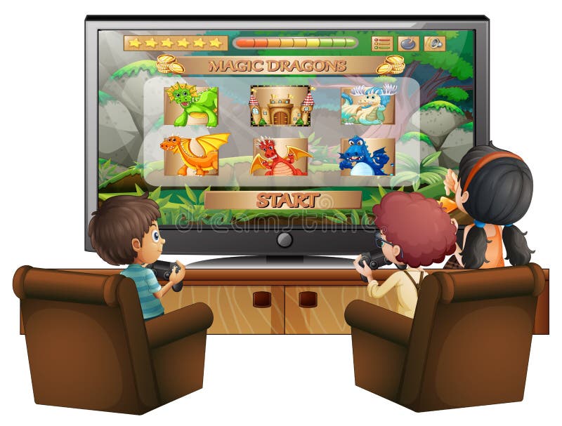 Ejemplo Del Vector Del Niño Que Ve La TV Ilustración del Vector
