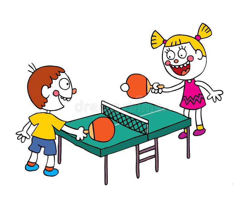 Niños que juegan a ping-pong de los tenis de mesa ilustración del vector Niños que juegan a ping-pong de los tenis de mesa ilustración del vector