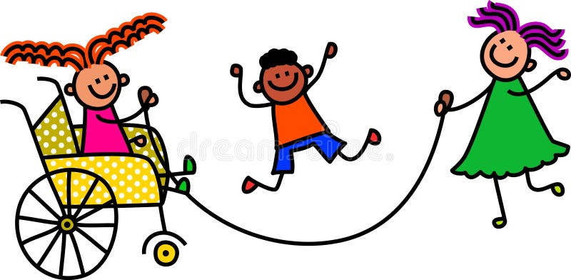Niños Que Saltan Discapacitados Stock de ilustración