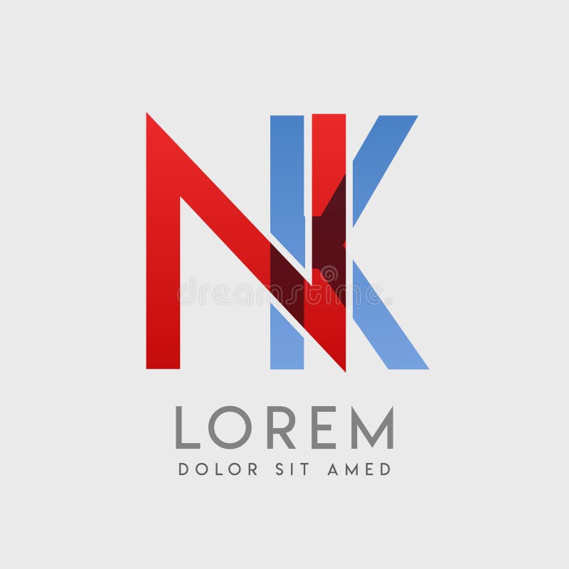 NK-Logobuchstaben mit blauer und roter Abstufung