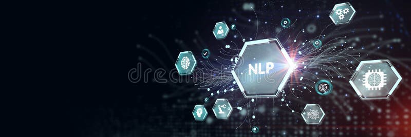 NLP Natural language processing AI Artificial intelligence. 3d illustration stock illustration