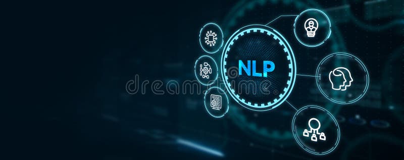 NLP Natural language processing AI Artificial intelligence. 3d illustration royalty free illustration