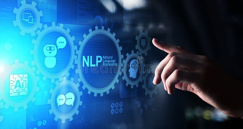 NLP natural language processing cognitive computing technology concept on virtual screen.