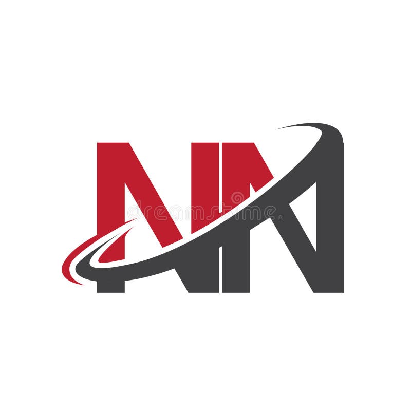 NN Initial Logo Company Name Colored Red And Black Swoosh Design