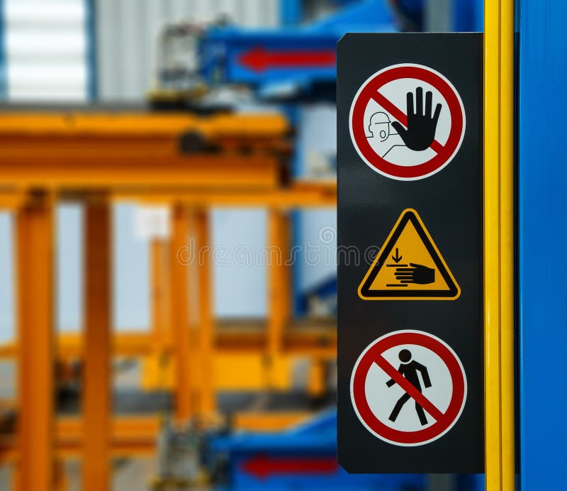 No access sign while machine is working stock photography