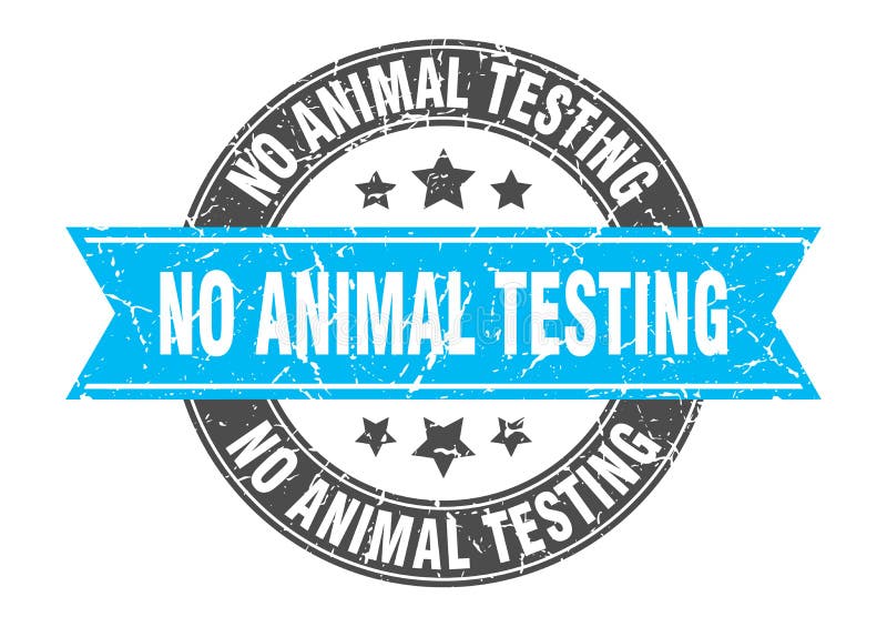 No Animal Testing Round Stamp with Ribbon. Label Sign Stock Vector