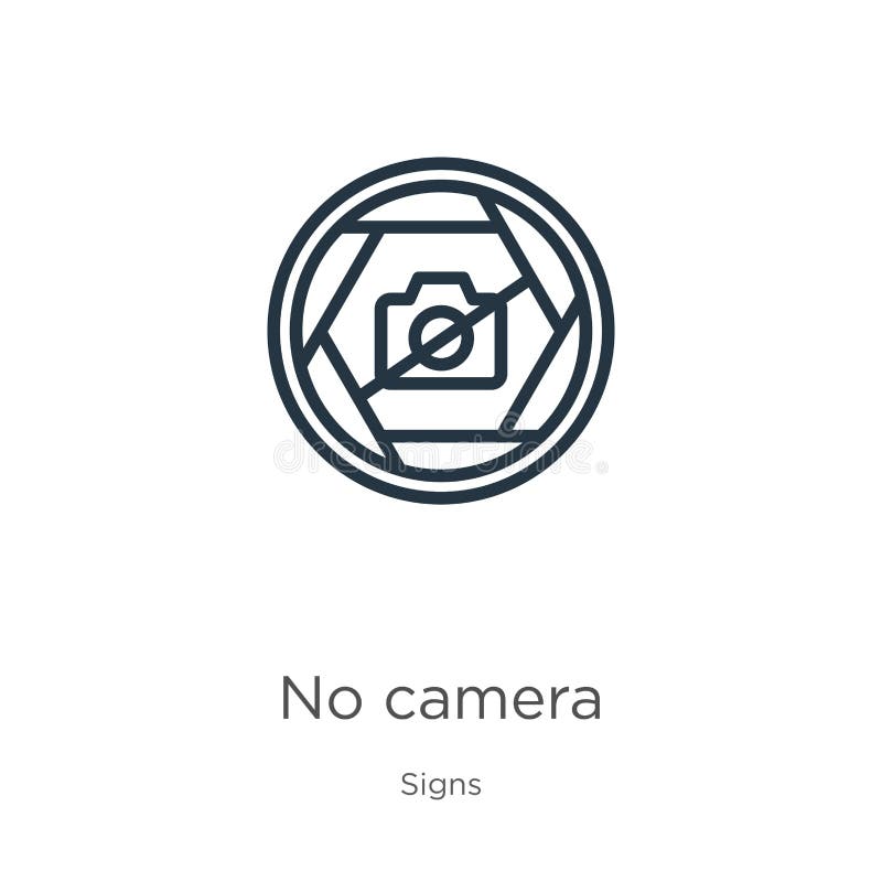 No Camera Icon. Thin Linear No Camera Outline Icon Isolated on White ...