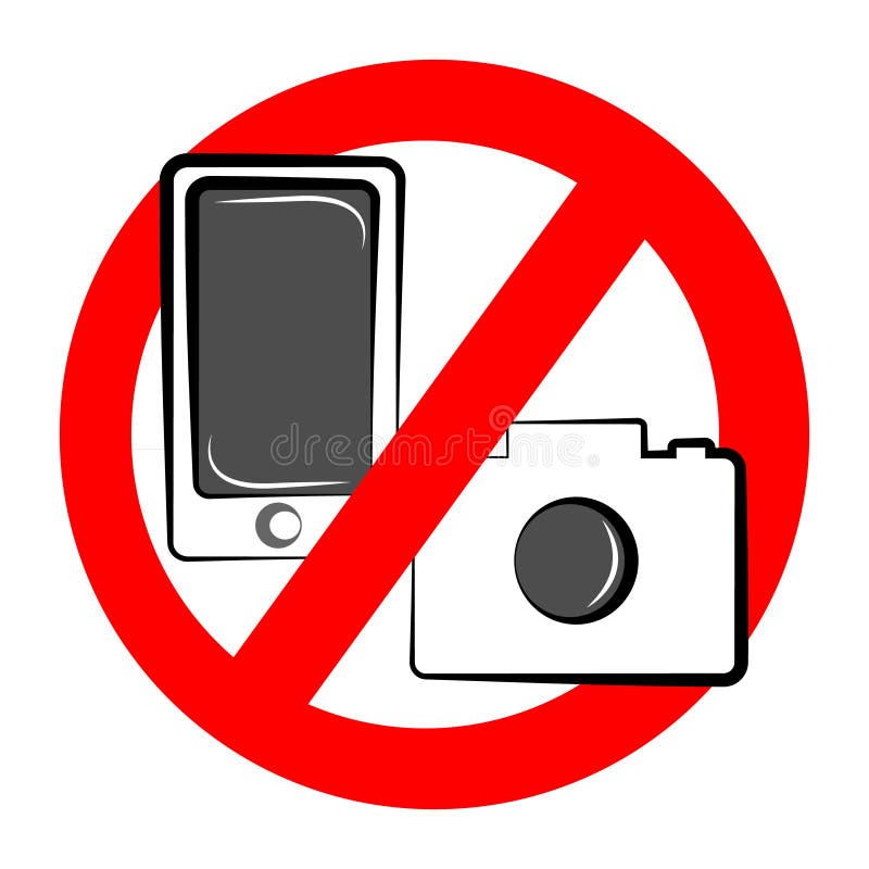No Camera and Mobile Phone Symbol on White Background Stock Vector Illustration of round, stop