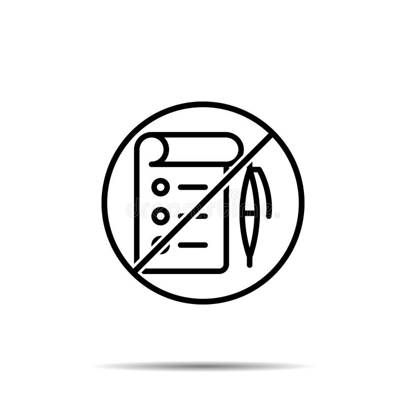 No checklist, pen icon. Simple thin line, outline vector of project management ban, prohibition, embargo, interdict, forbiddance vector illustration