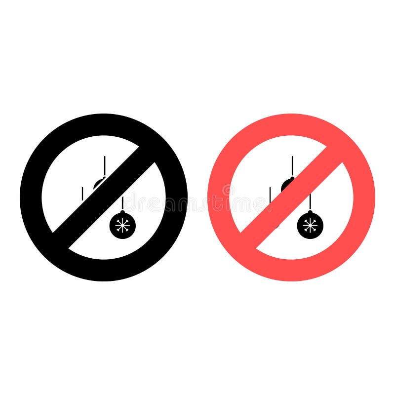 No Christmas Balls with Snowflakes Icon. Simple Glyph, Flat Vector of