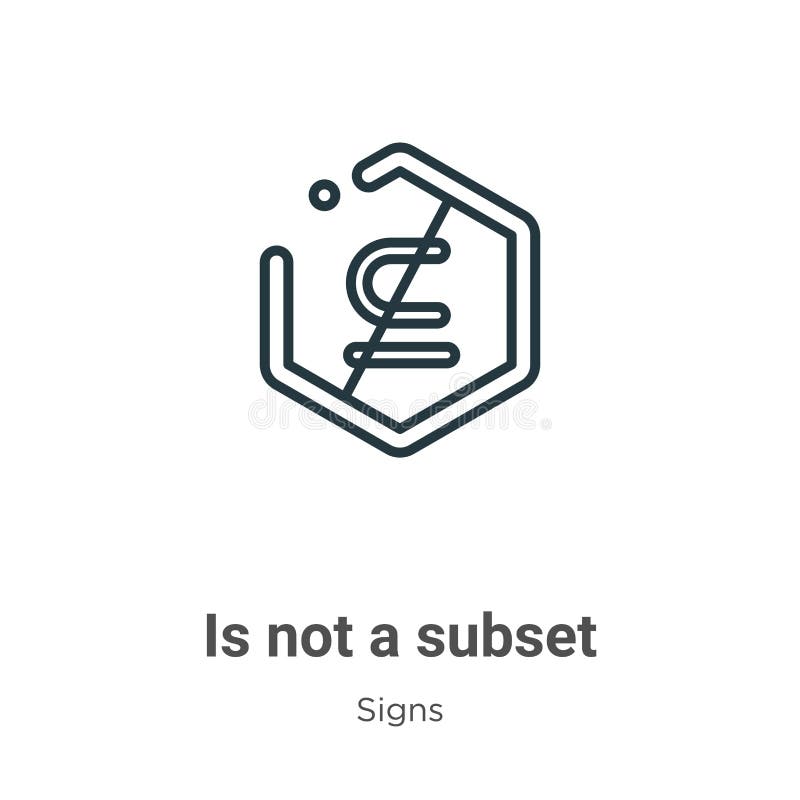 No es un icono de vector de esquema de símbolo de subconjunto El negro de línea delgada no es un icono de símbolo de subconjunto ilustración del vector