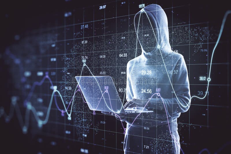 No face hacker using laptop royalty free illustration