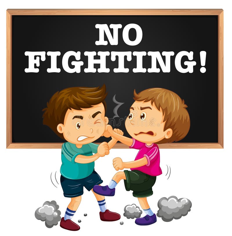 No Fighting Sign and Boy Fighting Stock Illustration - Illustration of  clipart, sign: 84573081