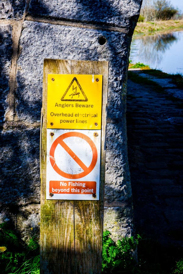 No Fishing Beyond this Point - Warning Sign Stock Image - Image of