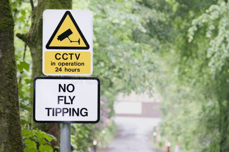 No tipping fly tipping cctv sign 