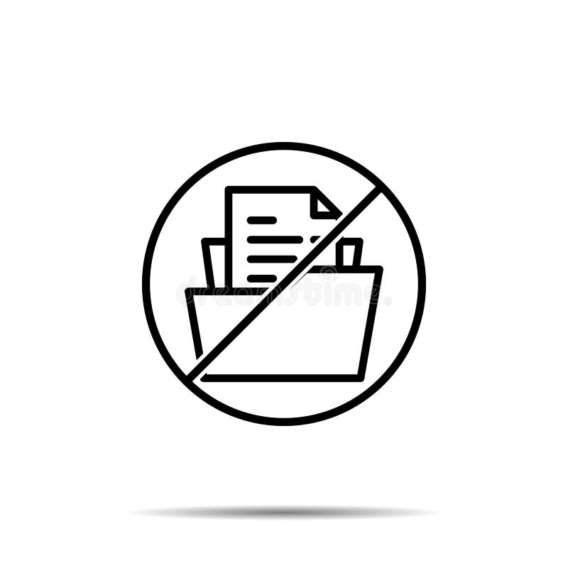 No folder, file icon. Simple thin line, outline vector of project management ban, prohibition, embargo, interdict, forbiddance vector illustration