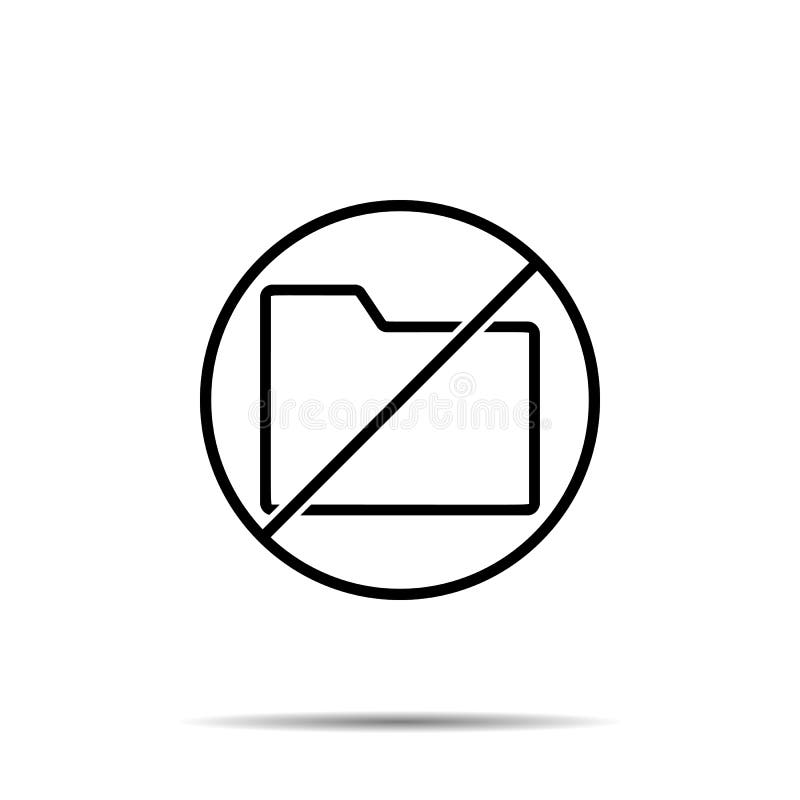 No folder icon. Simple thin line, outline vector of web ban, prohibition, embargo, interdict, forbiddance icons for ui and ux stock illustration