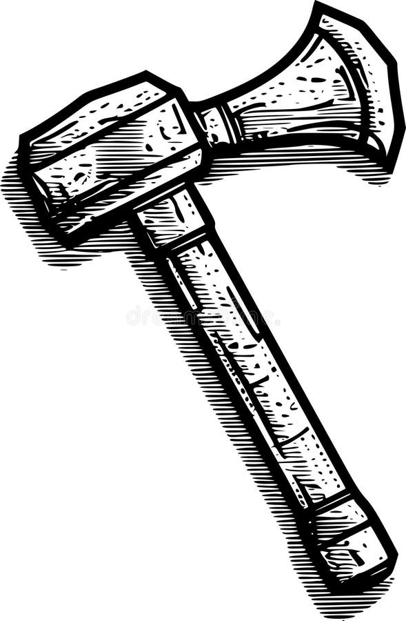 Hammer - black and white isolated icon - vector illustration. A no-frills monochromatic vector composition, emphasizing its simplicity through clean, defined lines and a vivid contrast between light and dark elements - Artificial intelligence crafted illustration