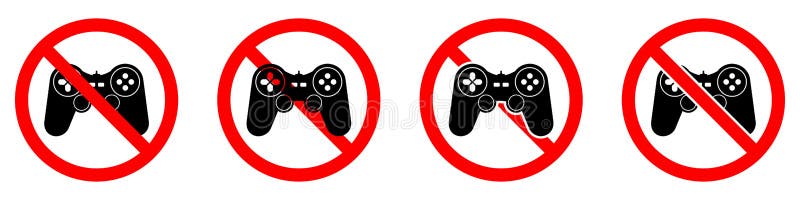 No gaming sign. Game joystick icon. Game is prohibited vector illustration