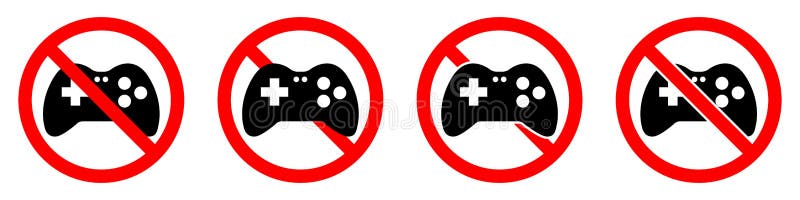 No gaming sign. Game joystick icon. Game is prohibited royalty free illustration