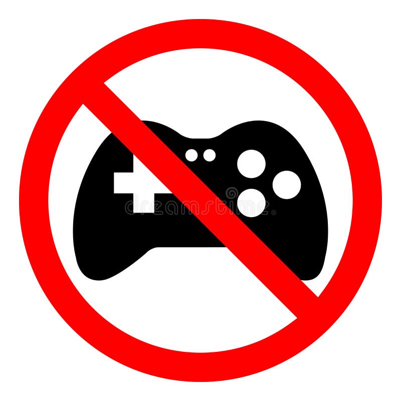 No gaming sign. Game joystick icon. Game is prohibited vector illustration