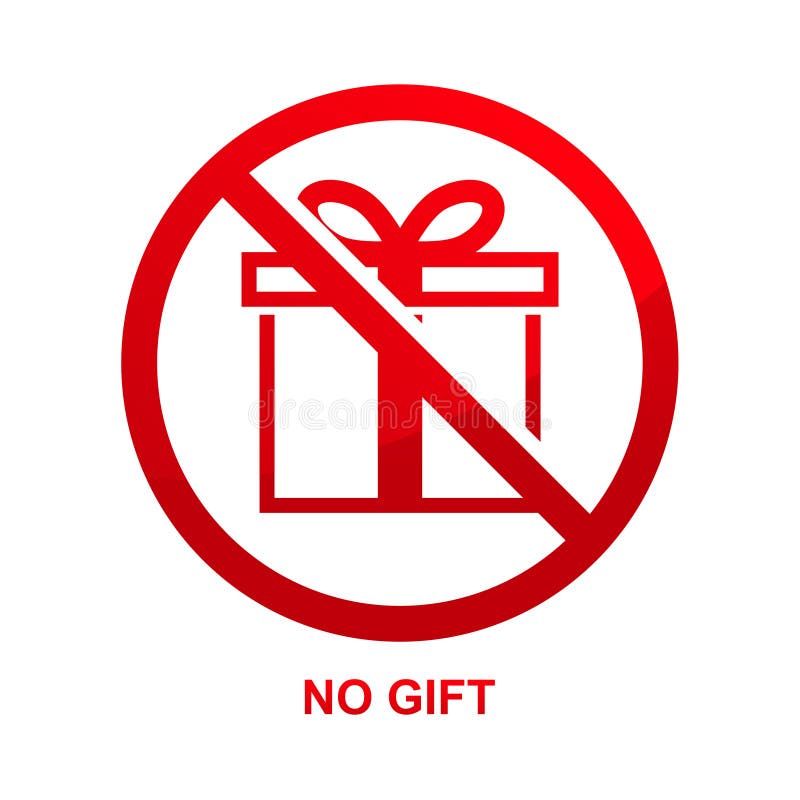 No Gift Sign Isolated on White Background Stock Vector Illustration