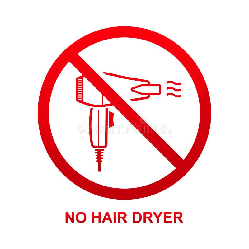 No Hair Dryer Sign Isolated on White Background Stock Vector - Illustration  of object, attention: 233614539