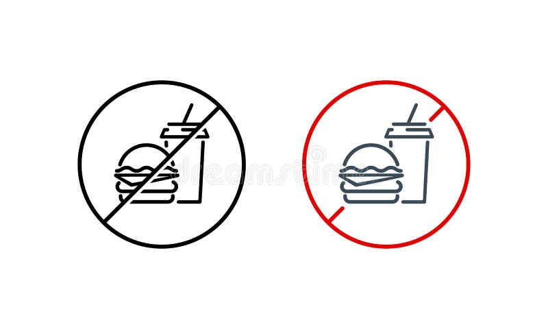 No hay un icono de hamburguesa ni bebida. sin comida chatarra. concepto de atención de salud. vector sobre fondo blanco aislado. P