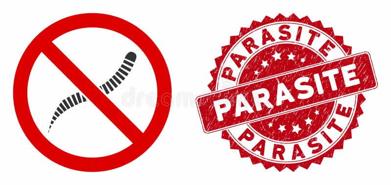 No Helminth Worms Icon on Grunge Parasite Seal lizenzfreie abbildung