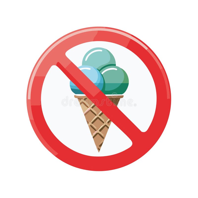 No Ice Cream Sign Ice Cream Cone Forbidden stock illustration