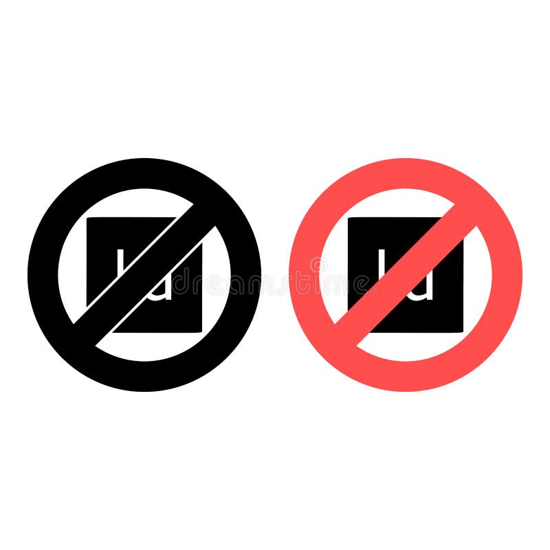 No indesign, text icon. Simple glyph, flat of text editor ban, prohibition, embargo, interdict, forbiddance icons for ui stock illustration