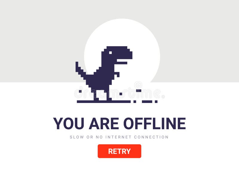 Premium Vector  Pixel art dinosaur describing offline error vector  isolated on white background