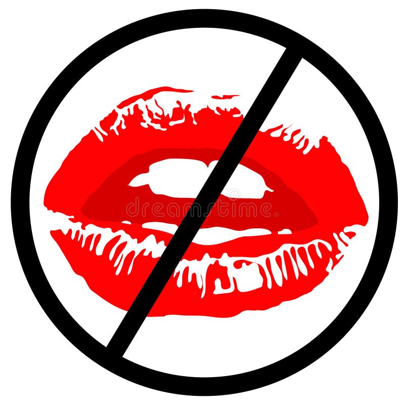 NO Lips No Kiss Sign. Red Lipstick Kiss with Teeth on White Background.  Realistic Vector Illustration. Image Trace Stock Vector - Illustration of  entrance, concept: 124622217