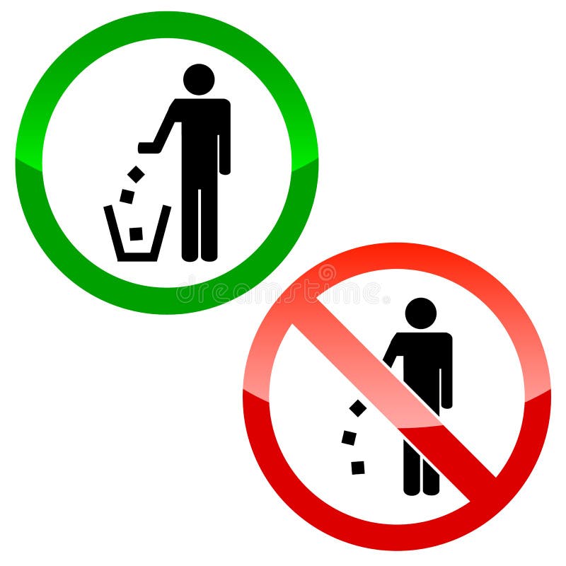 No littering triangle signs stock illustration