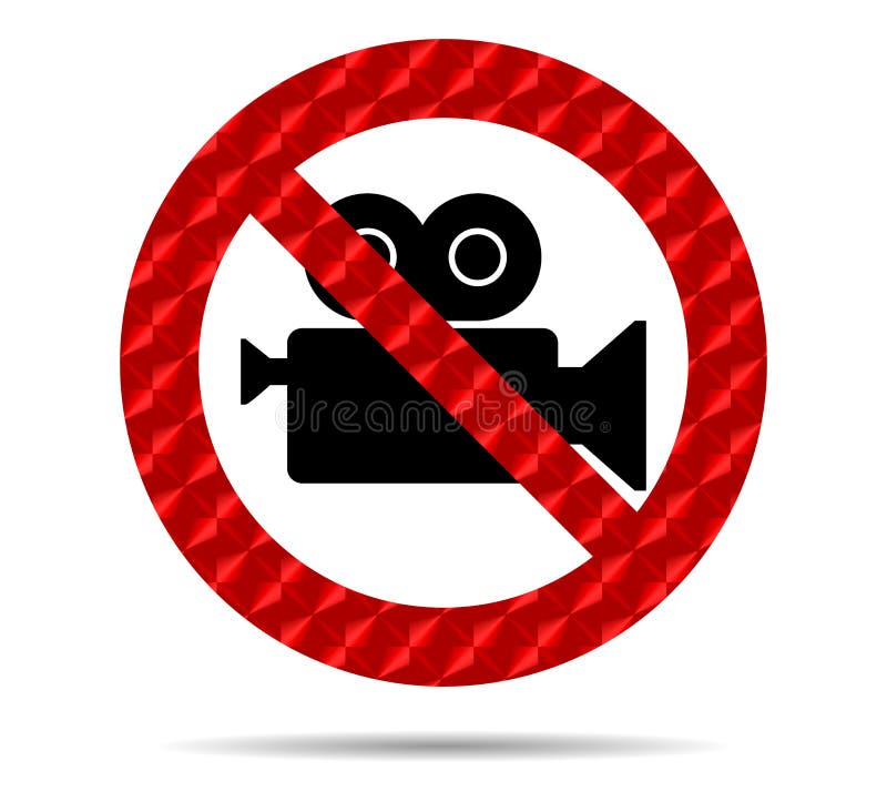 No movie camera sign stock image. Image of label, black 184363217