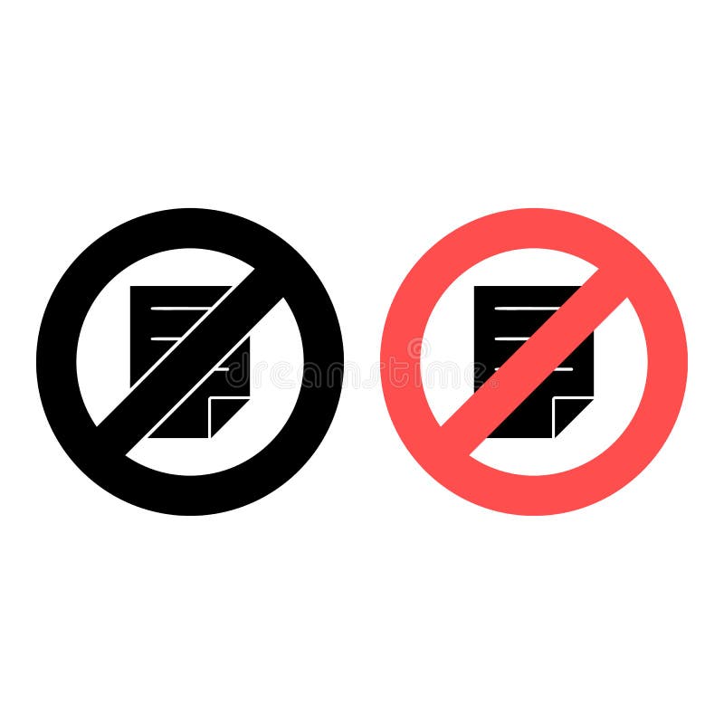 No note, text icon. Simple glyph, flat of text editor ban, prohibition, embargo, interdict, forbiddance icons for ui and ux stock illustration