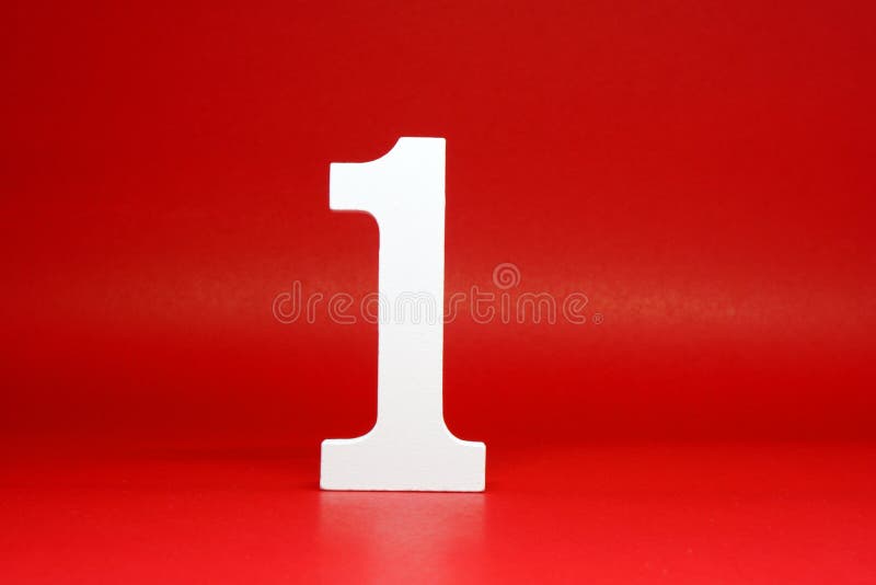 No. 1  One  Isolated Red  Background with Copy Space - Number 1 Percentage or Promotion success and the best winner Concept