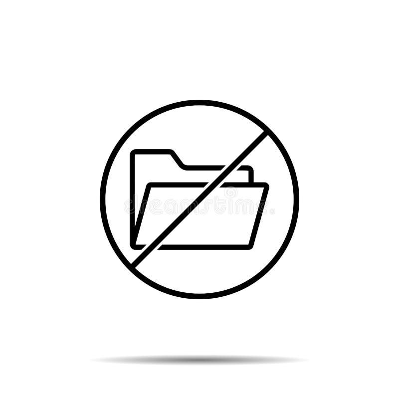 No open folder icon. Simple thin line, outline vector of web ban, prohibition, embargo, interdict, forbiddance icons for ui and ux stock illustration