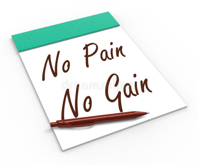 No Pain No Gain Notebook Shows Hard Work