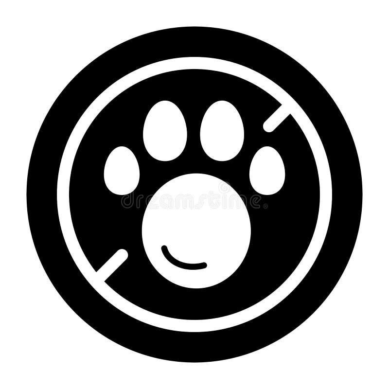 No Pets Simple Vector Icon. Black and White Illustration of Pet Paw and