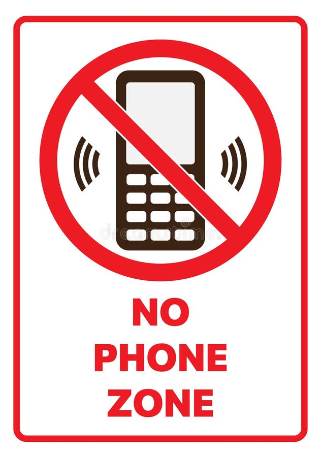 NO PHONE ZONE. Cell telephone warning stop sign icon. Push button phone turn off. Vector stock illustration