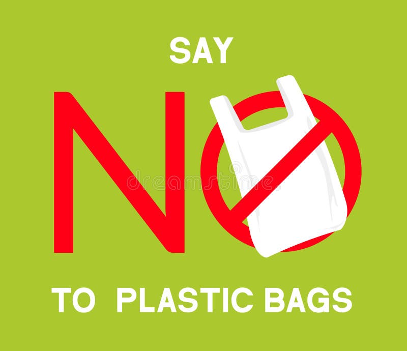 No plastic bags sign concept illustration. Stop pollution eco symbol icon, plastic bag ban forbidden trash sign.